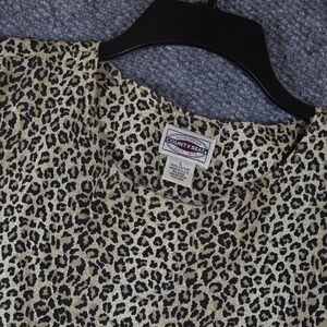 County Seat Vintage Leopard Print Shirt Large Tan Black Cotton Short Sleeve USA